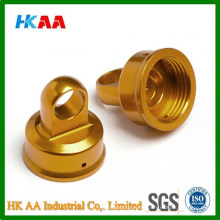 Customized CNC Machining Aluminum Parts, Yellow-Anodized Auto Shock Caps